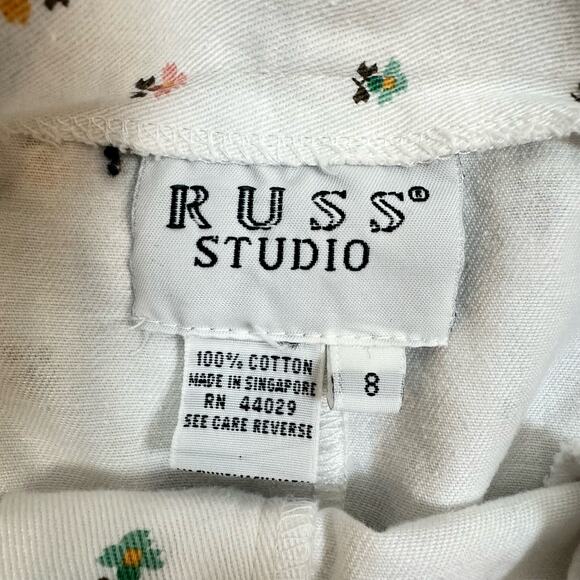 Vintage White Ditsy Floral Pleated Belted Midi Jean Skirt 8 M 80s 90s - Picture 8 of 9